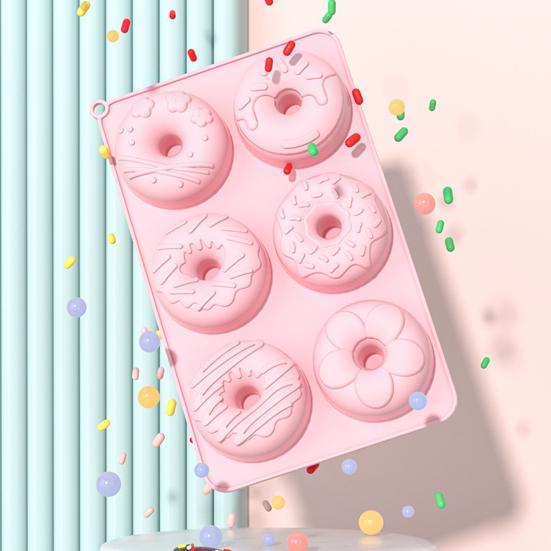 6-Cavities Silicone Donut Mold Easy Release Food Grade DIY Round Doughnut Cake Chocolate Baking Mold Kitchen Supplies