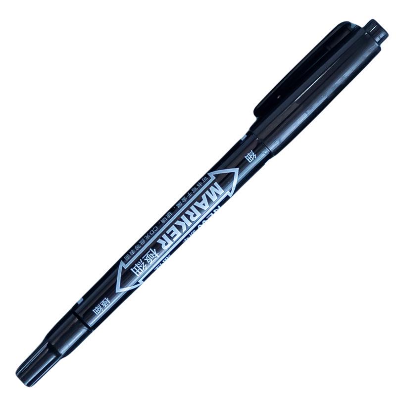 Double-Headed Oil-Based Highlighter: Quick-Drying, Waterproof, Large Capacity Fine Tip for Art черный 1 шт.