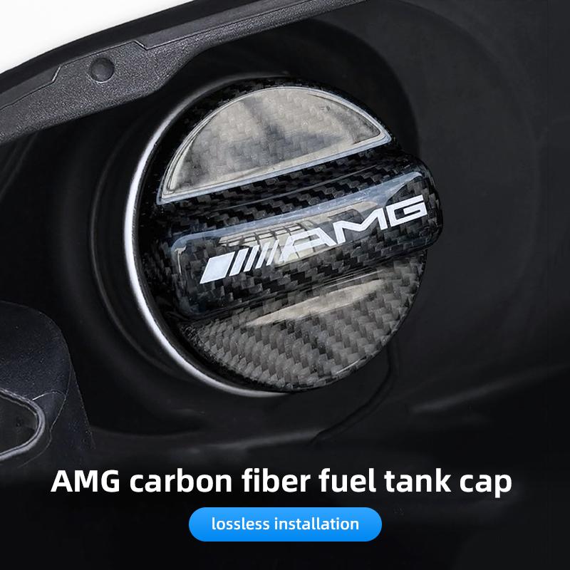 Real Carbon Fiber Gas Fuel Tank Cover Oil Filler Dustproof Cap Stickers For Mercedes Benz AMG A C E S Class W201 W210 W108 W204
