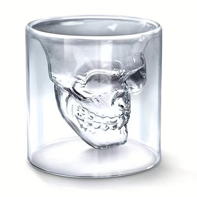 1 st, Horror Skull Whiskyglas, dubbelväggiga vinglas, 75 ml/2,5 oz stamlösa barglas, snyggt glas, för skotsk bourbon, whisky, cocktail