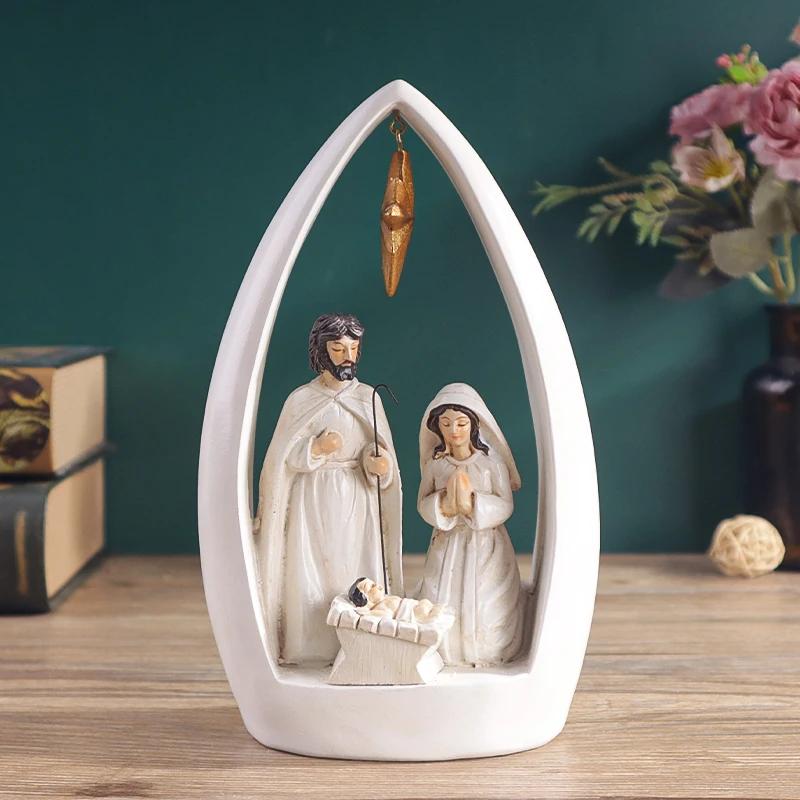 

Nativity Scene Resin Sculpture, Religious Art Collectible, Home Bedroom Living Room Entryway Shelf Desk Decor Christmas Gift