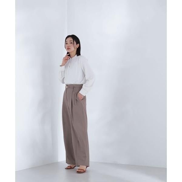 Natural Beauty Basic Trimmed Beige Women's Two-Tone Blouse,