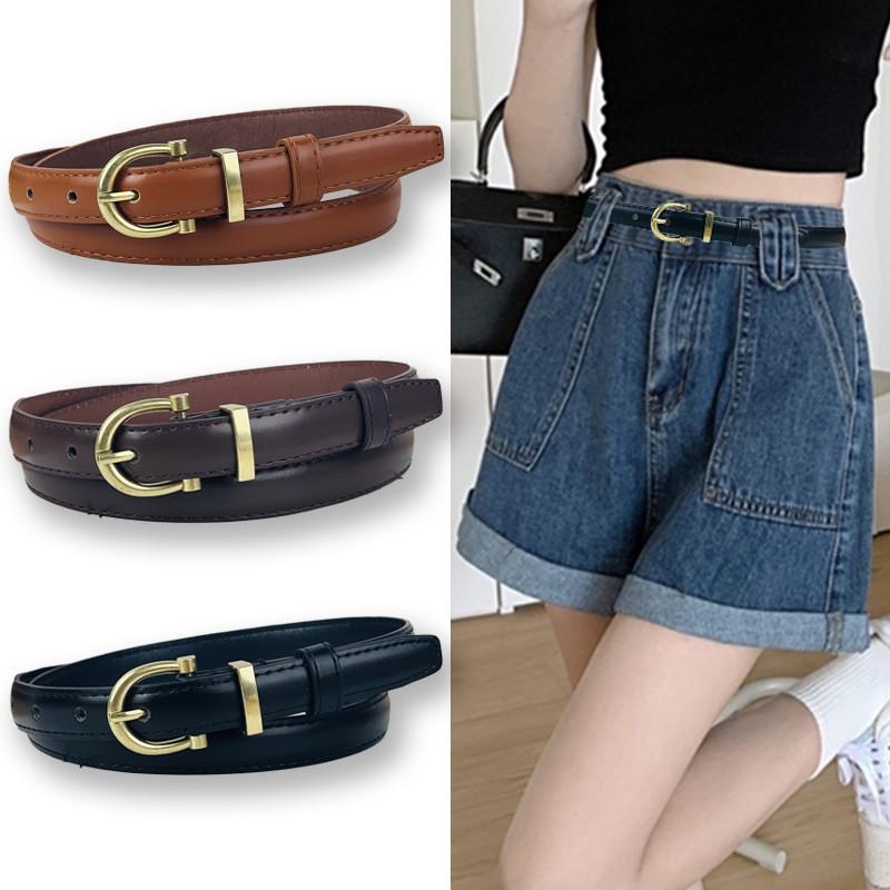 Thin Womens Vintage Waistband For Jeans With Slim Width And Classic Buckle Pin