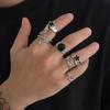 6Pcs/Set Fashion Creative Irregular Snake Stars Open Rings For Men Goth Adjustable Knuckle Ring Jewelry