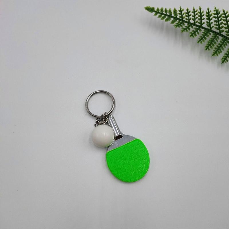 Playing Table Tennis Metal Key Rings Hanging Decorations for Key Backpacks Pingpong Keychain Keyrings Pingpong Key Chain