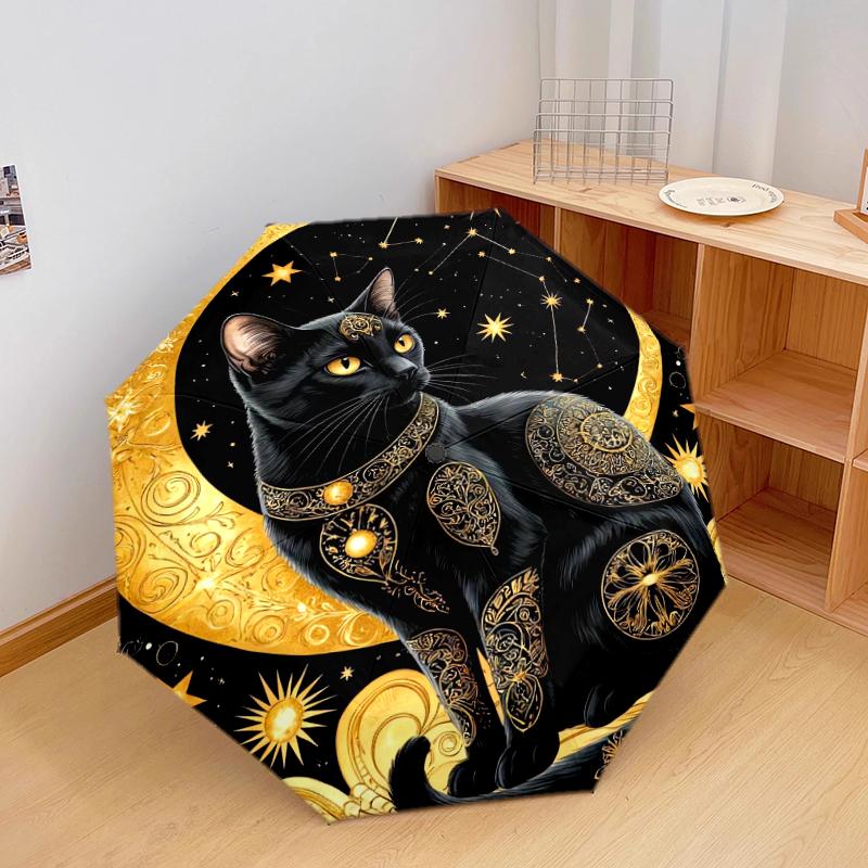 1 Pezzo Ombrello Pieghevole Automatico - Fantasia Gatto Carino, Design Portatile e Pieghevole con 8 Stecche, Regali di Natale e Compleanno