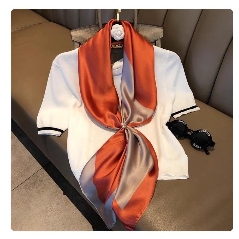 HANDUNYOU French Style Striped Square Scarf