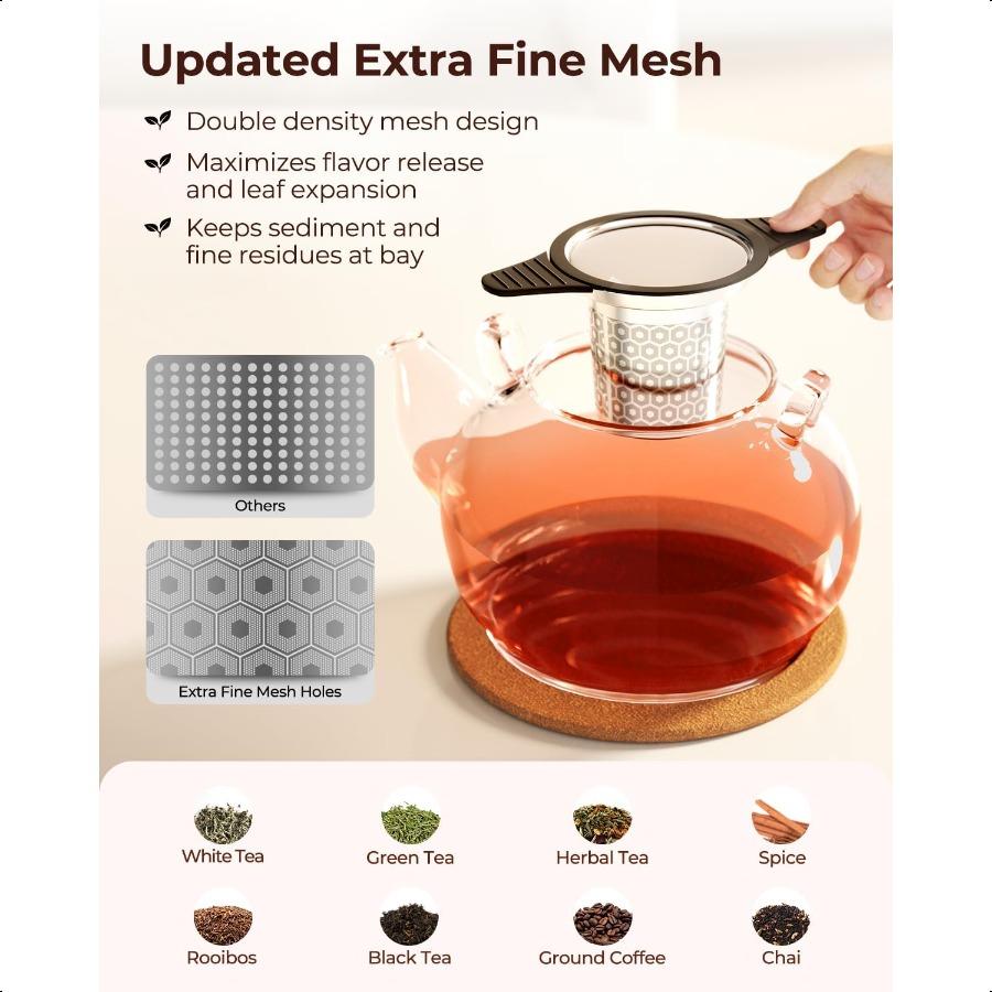 

Extra Fine Mesh Tea Strainers and Filters for Loose Tea Single Cup 304 Stainless Steel and Food Grade Silicone Loose Leaf Tea S United States