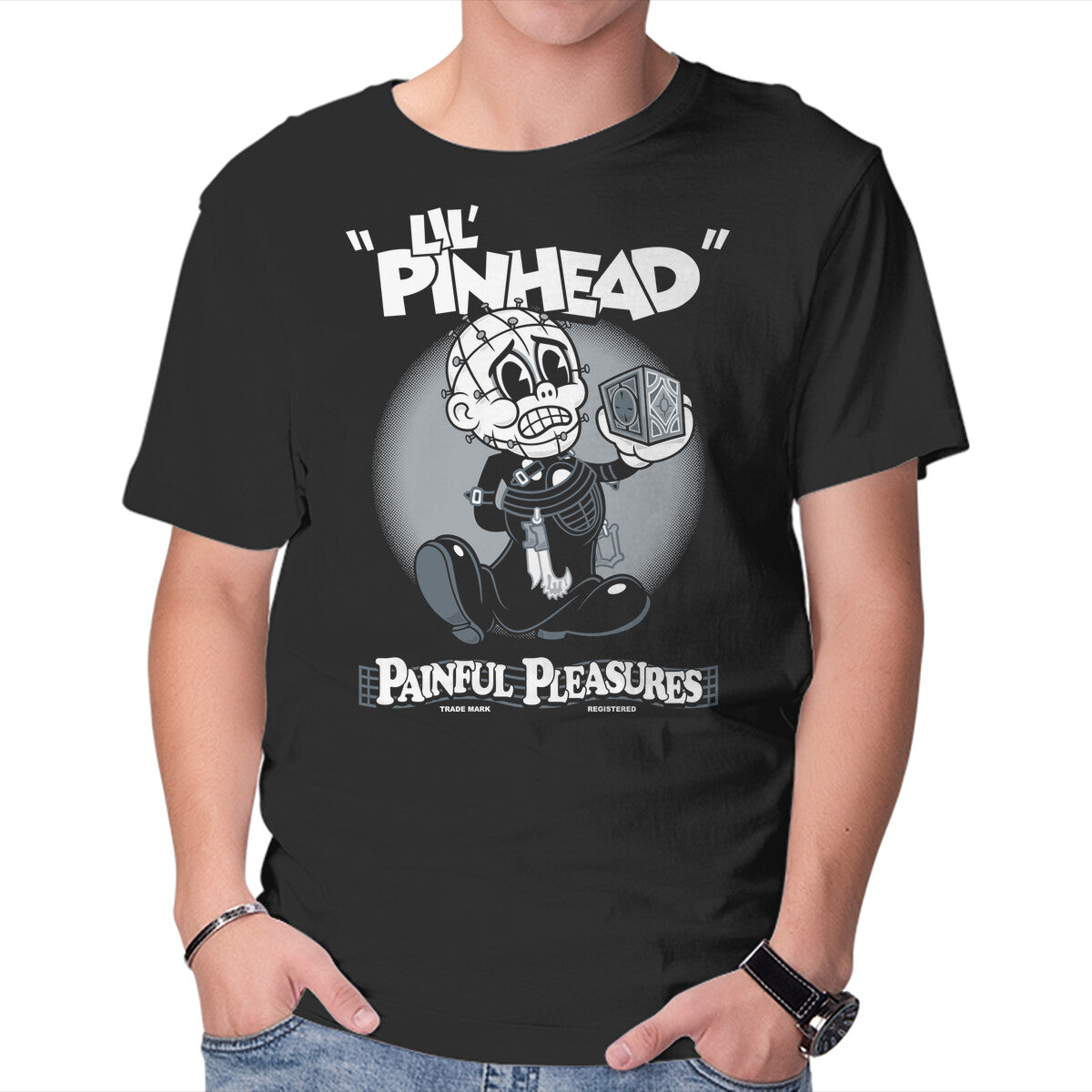Unisex Crew Neck T-Shirt Lil Pinhead Graphic Short Sleeve Casual Tee S