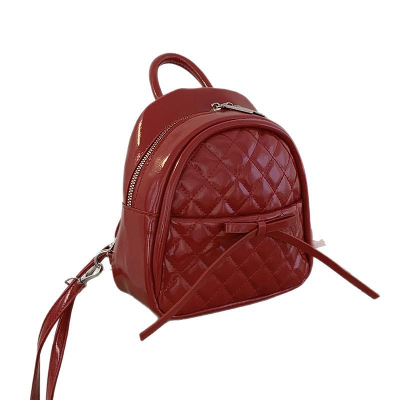 Girly Rhombus Backpack Women's New Fashion Bow Backpack College Style Travel Bag