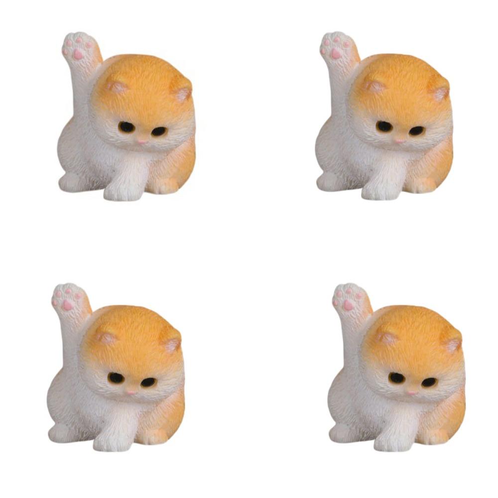 4Pcs/se Handicraft Cat Sculpture DIY Animal Statue Creative Simulation Kitten Ornaments  Desktop