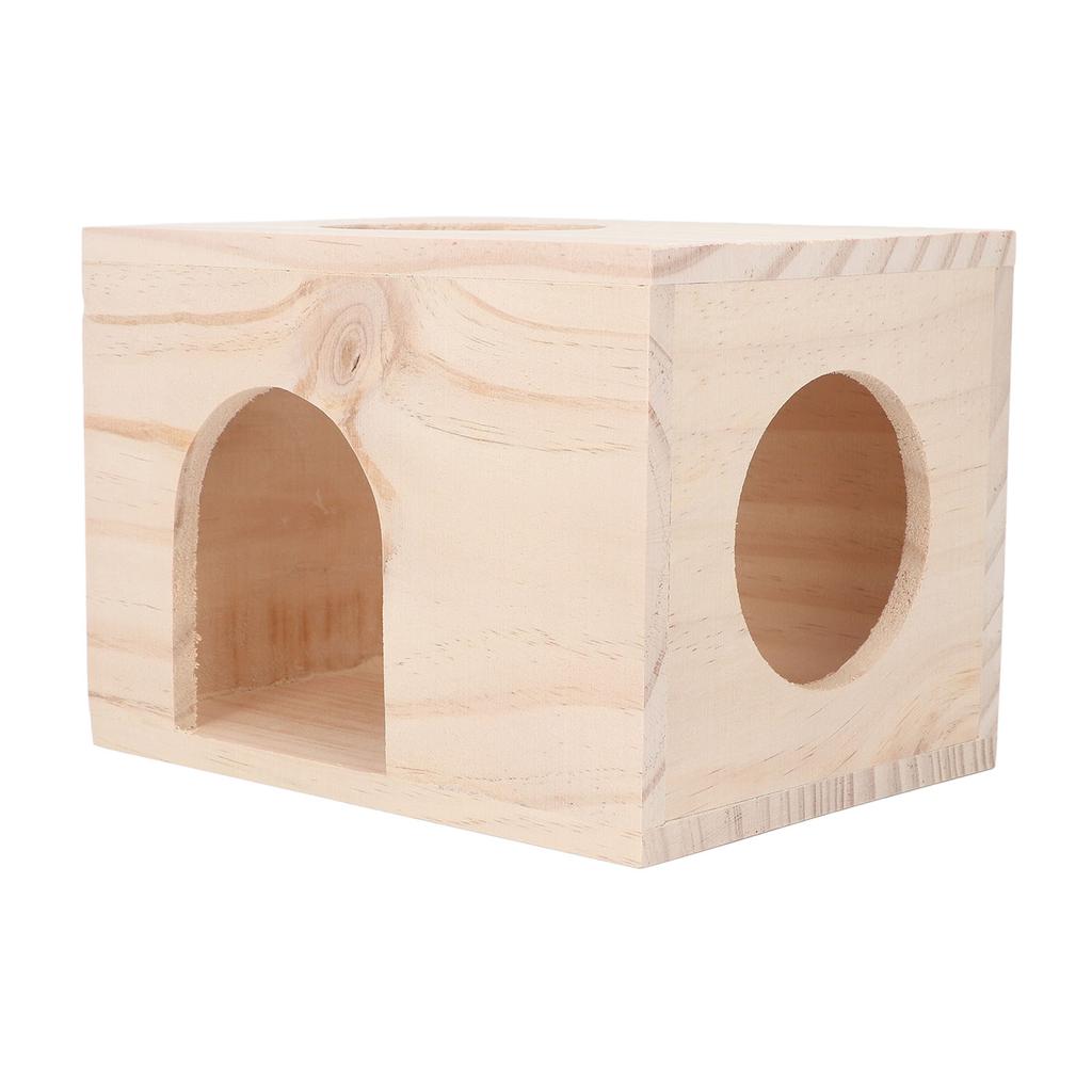 Tiny Hamster Wood House Bite Resistance Ventilated Eco Friendly Small Animal Hideout House for