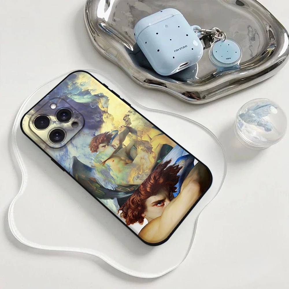 Painting The Fallen Angel A-Alexandre Phone Case For Iphone 17 16 15 11 13 14 Pro Max X Xr Xs Max 12mini Black Shell Cover Case