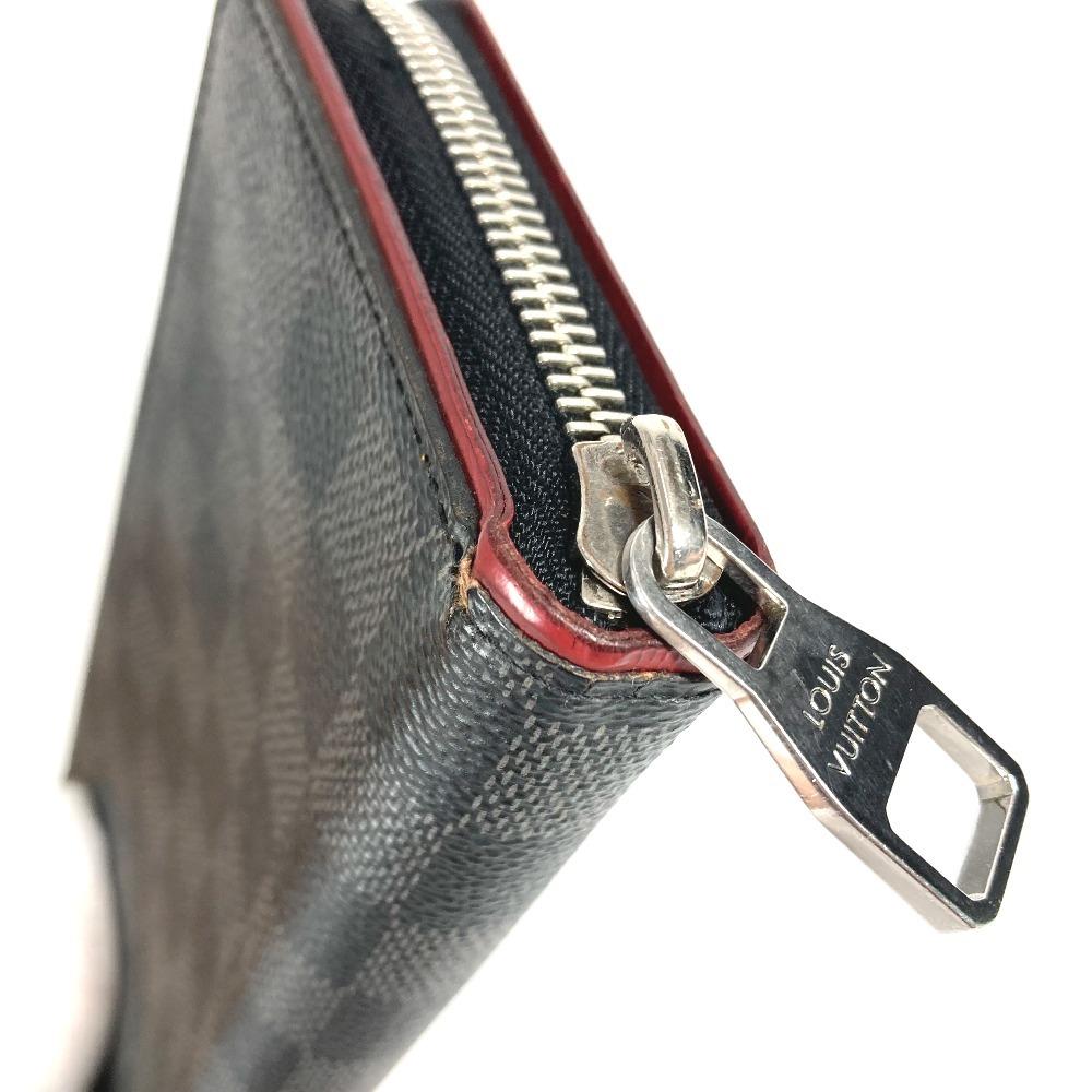 Louis Vuitton N63304 Damier Graphite Zippy Wallet Zip Around Wallet Black/Red