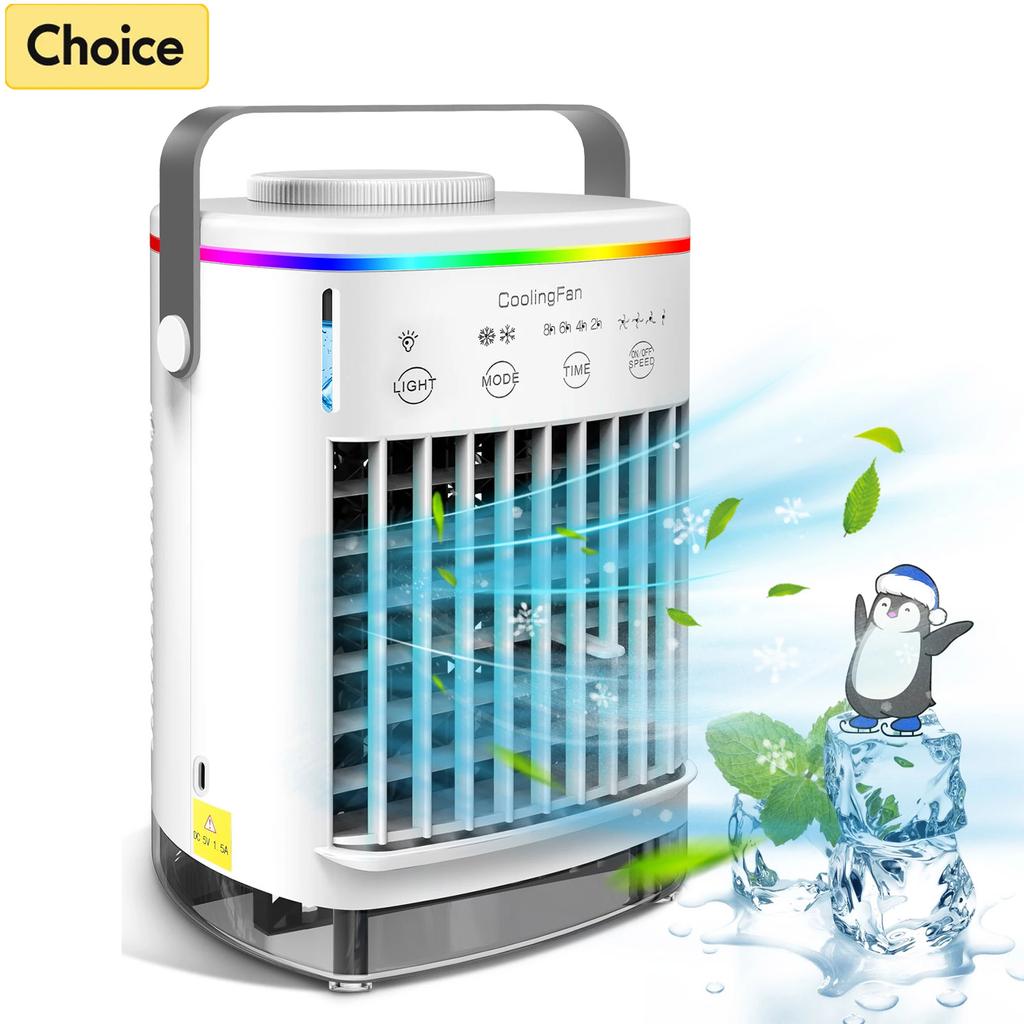 USB Mini Air Conditioning Cooling Fan Multi-function Household Portable Air Conditioner Humidifier Fan Strong Wind Night Light
