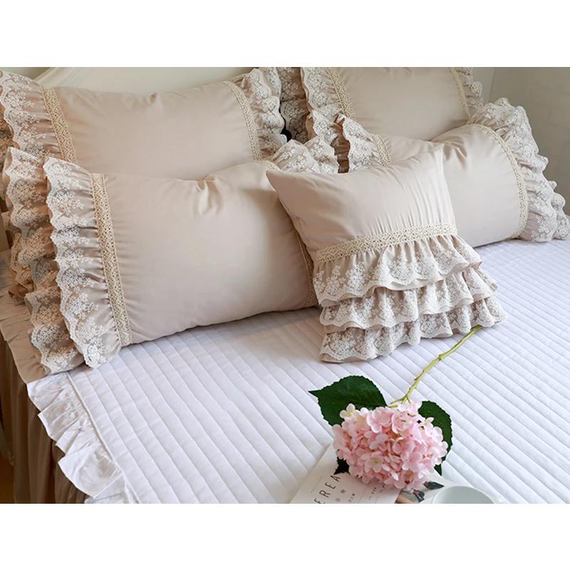 Luxury Embroidery Cushion Cover Ruffle Lace Wrinkle Pillow Cover Cake Layers Princess Bedding Pillowcase 45x45cm
