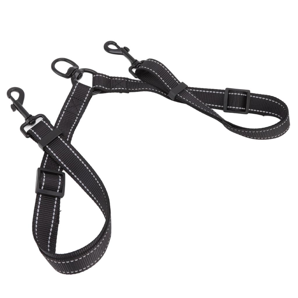 2 Dog Leash Black Nylon 360 Degree Swivel Reflective Dual Dog Walking Leash for Dog Outdoor Activity