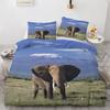 3D Elephant Single Duvet Cover Set 2 Piece,Soft Microfiber Reversible Bedding Set Animal Comforter Cover With Zipper Pillowcases