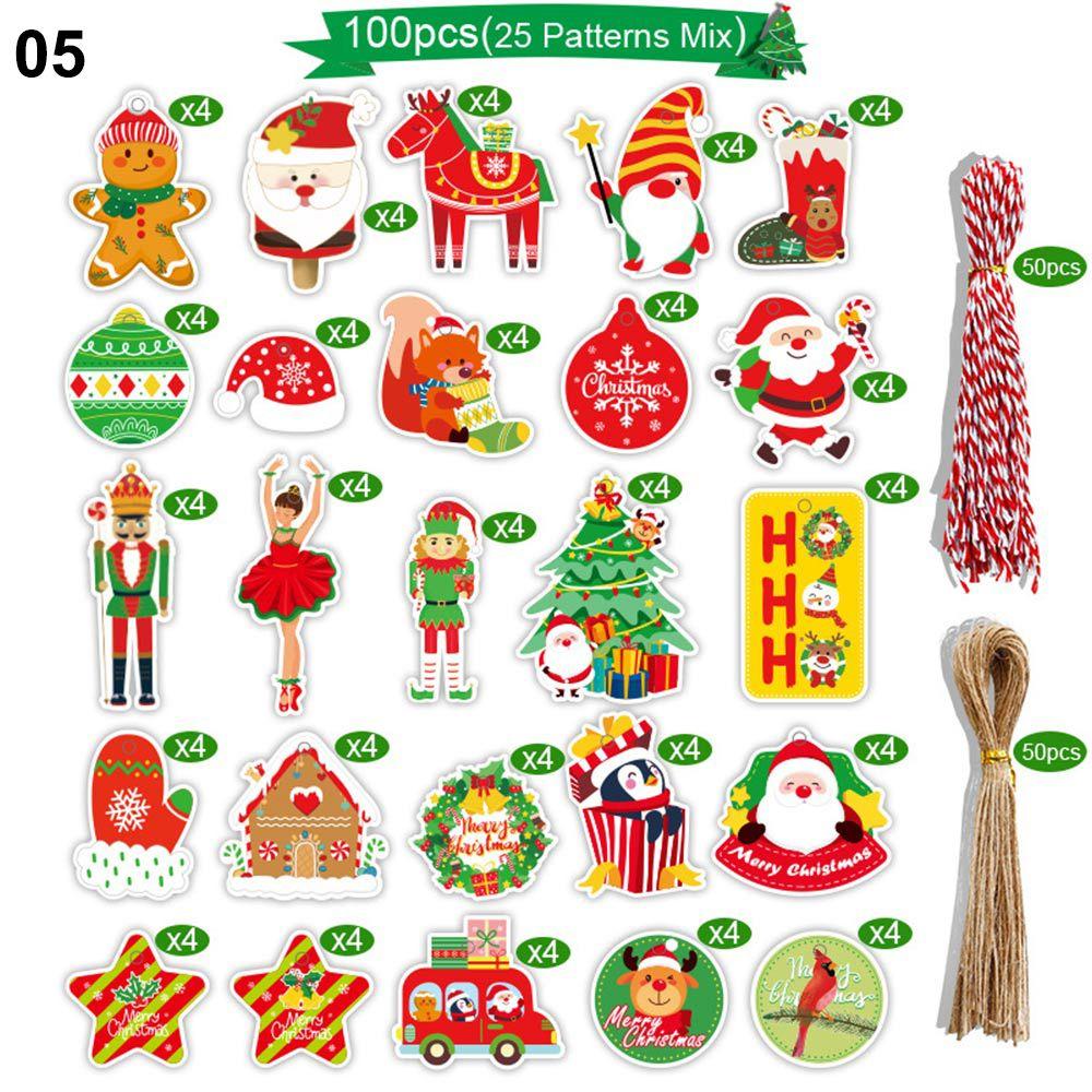 100pcs DIY Wrapping Supplies Kraft Paper Christmas Labels Kraft Tag Hang Tags Gift Wrapping