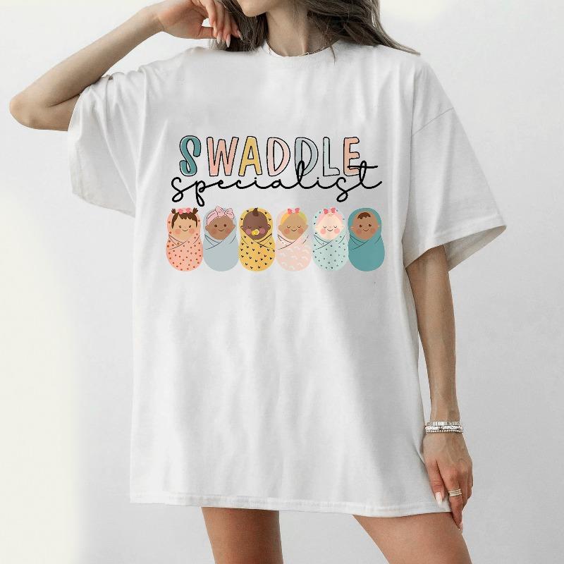 

Streetwear Funny Swaddle Specialist T Shirt Women Unisex Cotton Tee Casual Summer Oversized Summer Short Sleeve Meme Loose Gift Top S