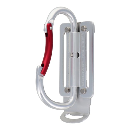 Sankyo Corporation DBLTACT Adjustable Carabiner Tool Holder (Curved Gate, Lightweight Aluminum, Silver, DT-ATM-S)