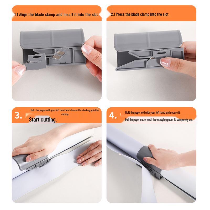 Christmas Round Cylinder Paper Slicer: Gift Wrapping Cutter with Replaceable Blade