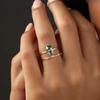 Elegant Women Rings Gold Color Round Green White Stone Rings Party Accessories Gift