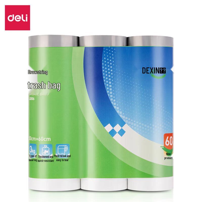 Deli LQ506 Drawstring Garbage Bags, White