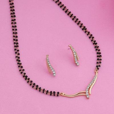 24k Gold Plated Twine Braid Necklace Set Mangalsutra