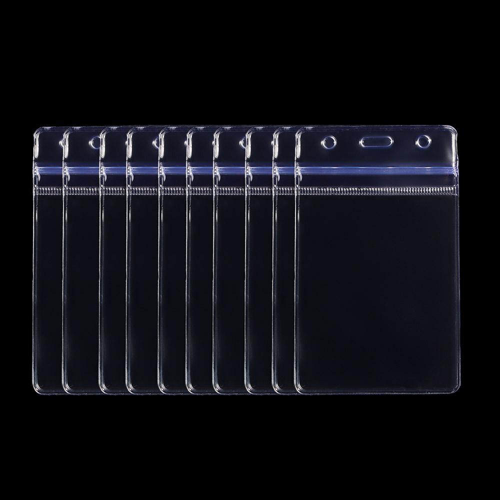 Hot Transparent PVC Plastic Pocket ID Card Badge Holder Zipper