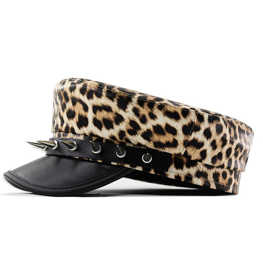 Vintage leopard print Berets for Women Fashion y2k Flat Army Cap Salior Hat