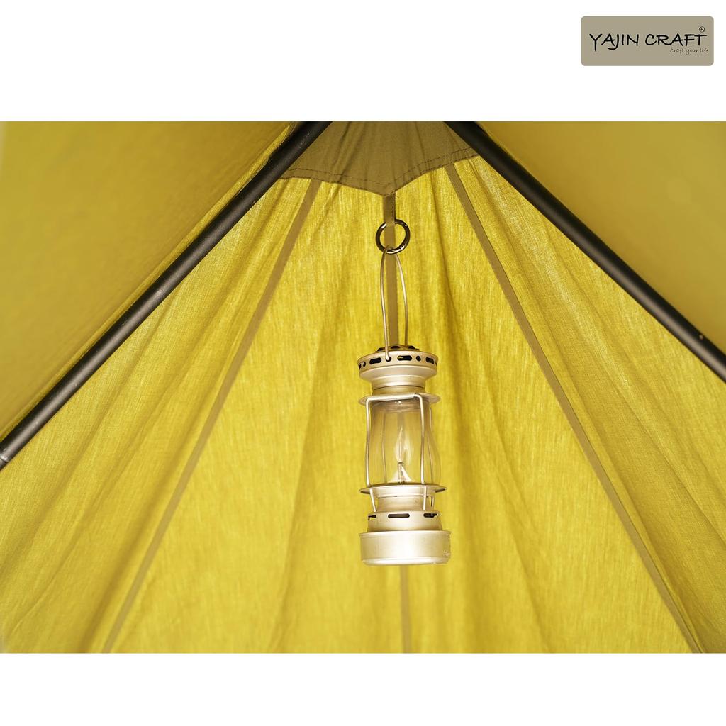 YAJIN CRAFT Military Tent Tipi-Style Tent, Green, One-Pole, TC Tent, with Cart, Perfect for Solo Camping, with Mosquito Net and Privacy Sheet