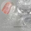 Aurora Nail Art Powder: Upgraded Crystal Coating with White Magic Mirror Effect for Easy Application and Super Bright Silver Finish.