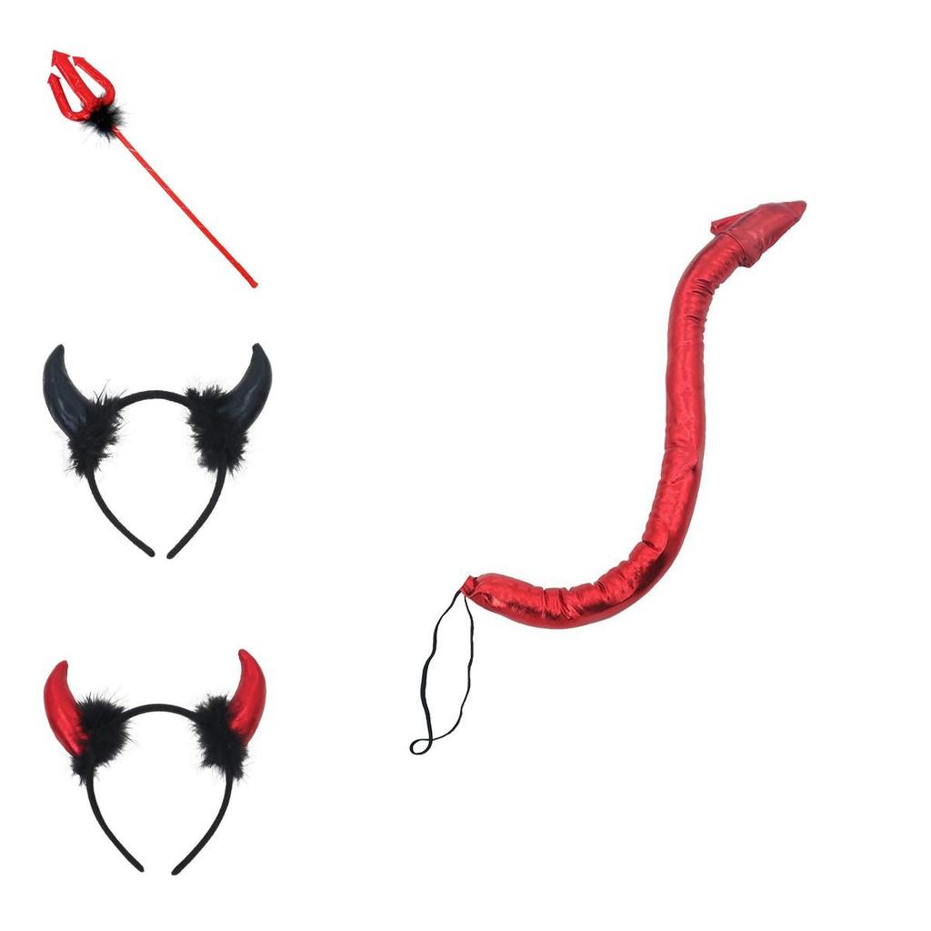 Princess Halloween Lace Devil Costume Headband With Horns For Cosplay And Party