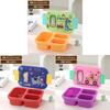 Cartoon Pattern Portable Meal Container With Three Compartments For Office And Picnic