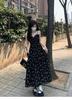 Large Size Fat Mm2026 Spring New Black Floral Suspender Dress Women's Niche Design A-word Long Skirt