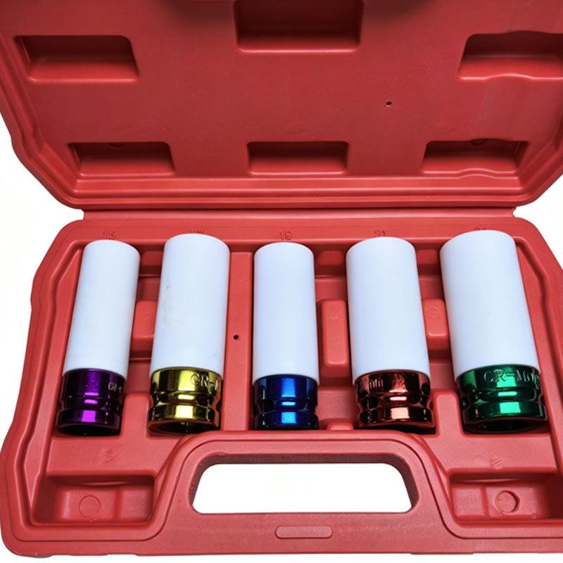 5-Piece Chrome Vanadium Steel Lug Nut Socket Set for Pneumatic Tire Protection & Auto Repair
