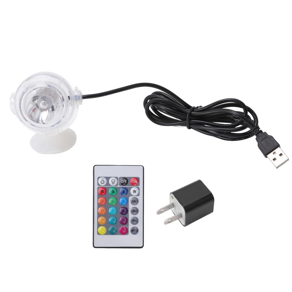 Kulatá vodotěsná ponorná lampa do akvária LED pro změnu barvy světla do akvária 1W