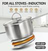 MICHELANGELO Stainless Steel Wire Handle Milk Pot/Cooking Pot 1Qt/2Qt/3Qt Three-layer Base Stainless Steel Pot Dishwasher-safe