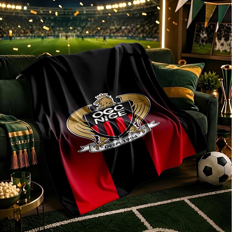 Ogc Nizza Wappen Kunstwerk Decke Leicht Ideal Bettwäsche Decke Perfekt für Reisen, Camping, Wohnzimmer, Büros, Sofas, Fan Weihnachtsgeschenk