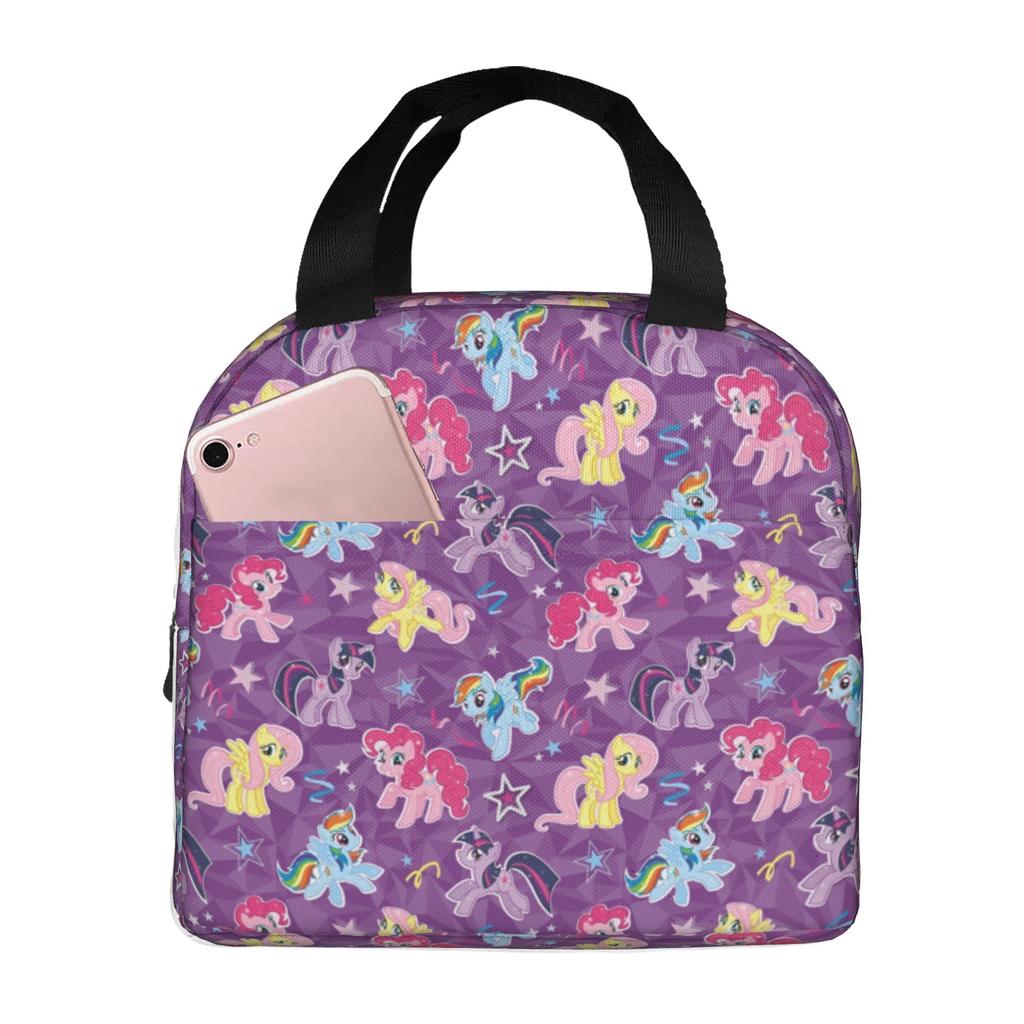 Custom Littles Ponyed Insulated Lunch Bag for Work School Twilight Sparkle Leakproof Thermal Cooler Lunch Box Men Women