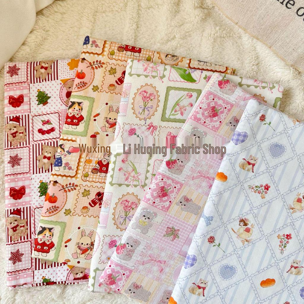 100% Cotton Digital Print Christmas Little Panda Fabric for Clothing and DIY