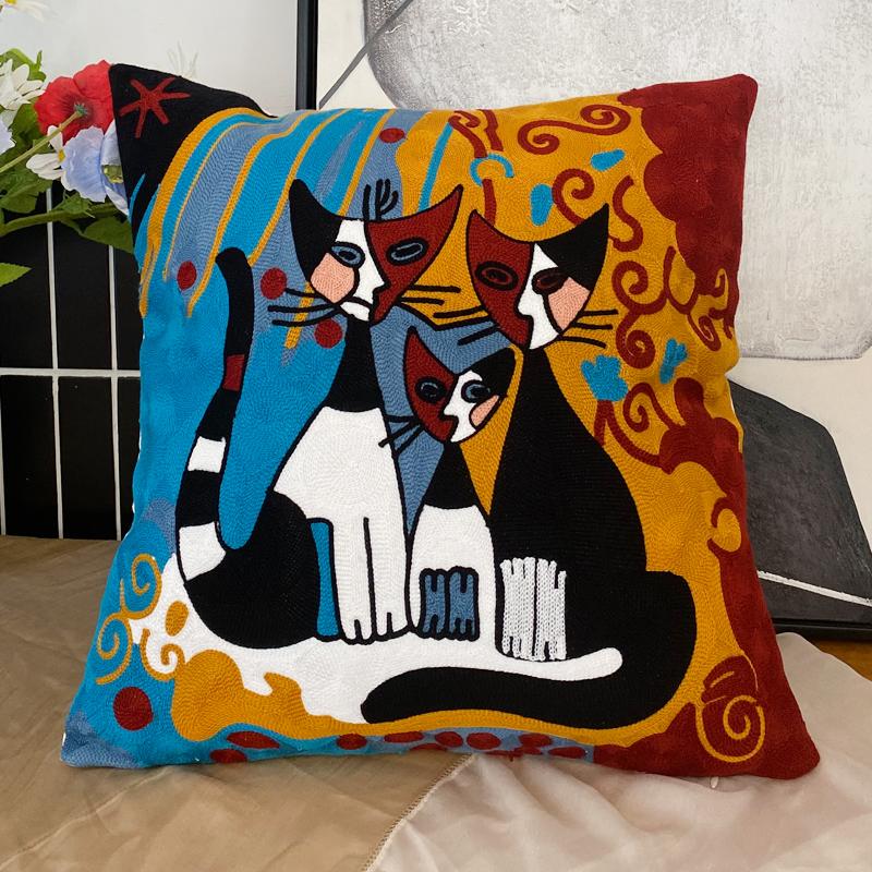 New Style Embroidery Abstract Pillowcase Cushions Covers Picasso Decorative Throw Pillows For Sofa Car  45x45cm