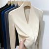Camisetas sólidas de cuello en V para mujer Verano Gris Negro Blanco Camisas ajustadas delgadas Oficina Oficina Dama Casual Manga corta Tops