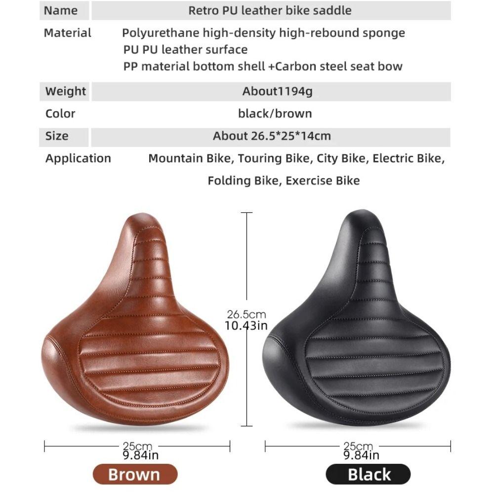 MTB Spring Bicycle Seat Cushion Leather Retro Mountain Bike Seat Bicycle Saddle  Replacement