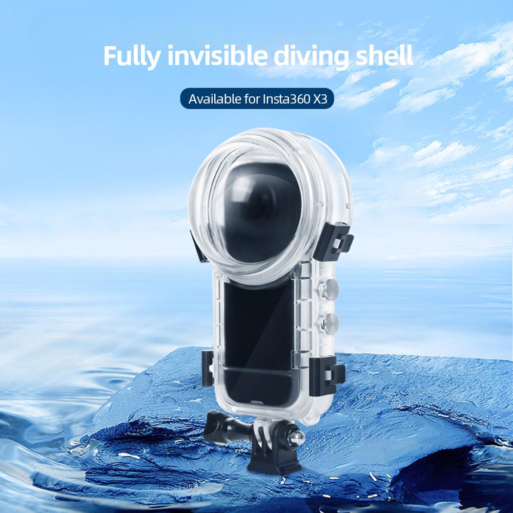 Capa de Mergulho Invisível Capa Protetora de Mergulho Caixa de Habitação para Mergulho 50m à Prova d'Água Capa Acessórios Anti-risco para Câmera Insta360 X3