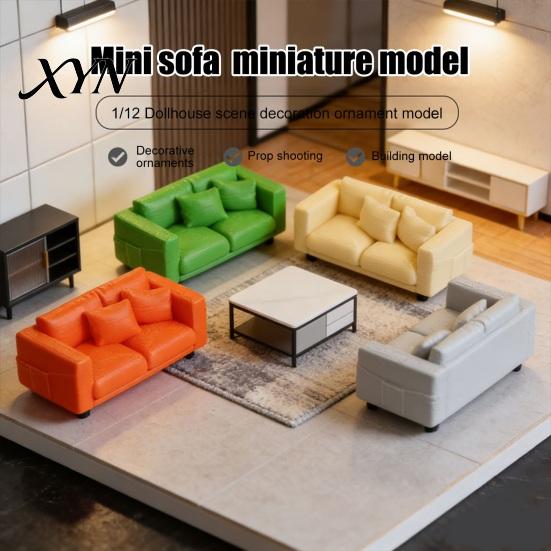 Mini Realistic Couch Miniature Couch, Tiny 2-Seater Furniture Loveseat Doll Mansion Accessories for 1/12 Scale Living Room 3D Model