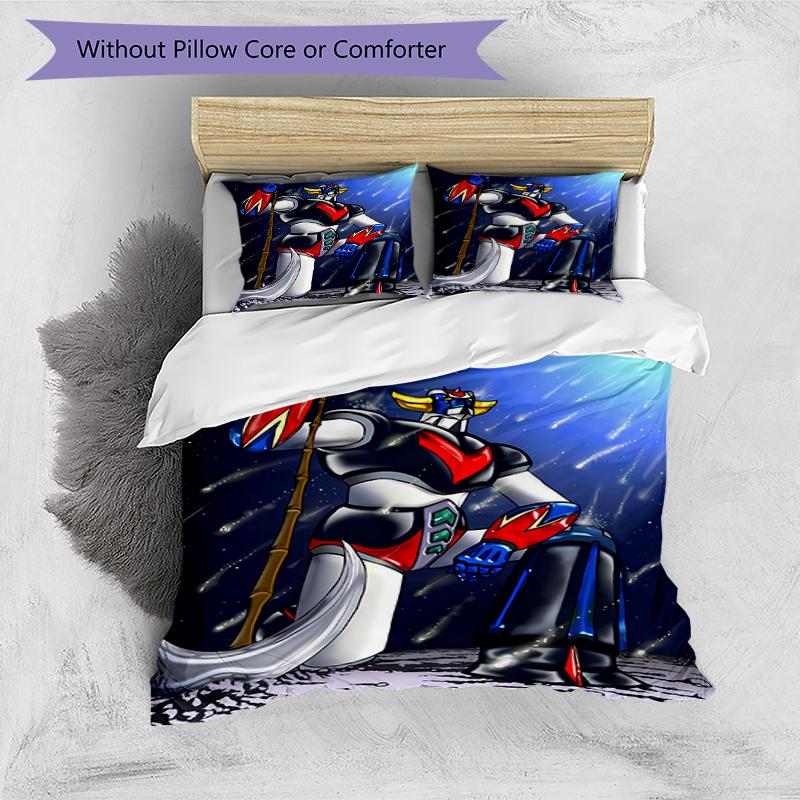 3pcs UFO Robo Grendizer pattern bedding set duvet cover set includes duvet cover &pillowcases, perfect all season bedroom decoration & gift