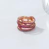 Stackable Rose Gold Plated Rings For Women With Colorful Cubic Zirconia Handmade Mixed Metal Jewelry For Party Wear