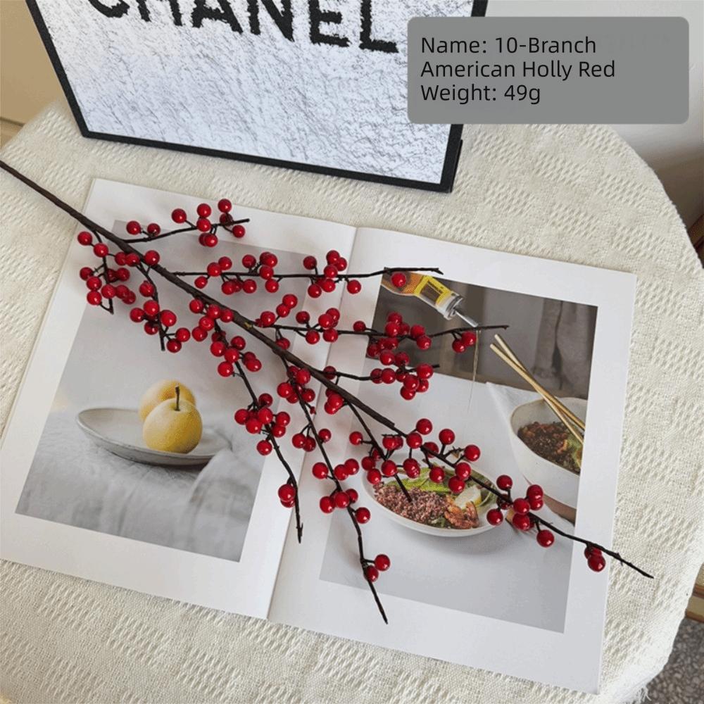 1PCS Holly Little Fruit Artificial Plants Red Berries Berry Bouquet Fake Flowers  New Year